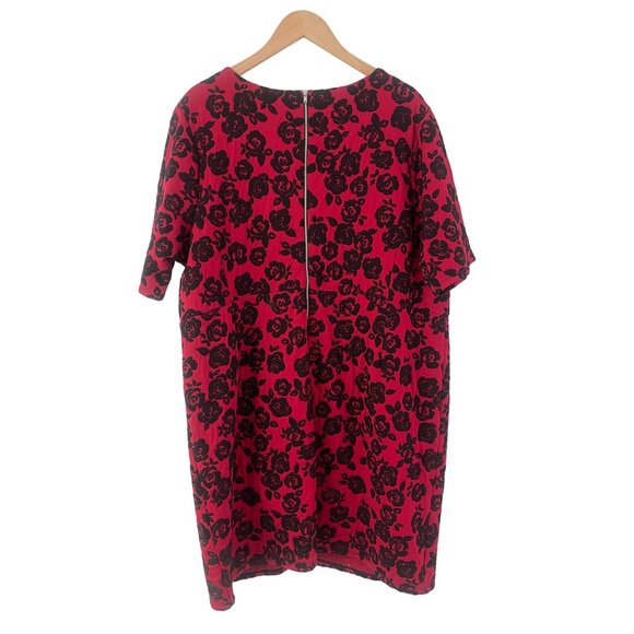Size 3X‎ 22 24 RED/BLACK ROSE PRINT KNIT DRESS Day/Evening All-Season PLUS SIZE - Picture 5 of 5